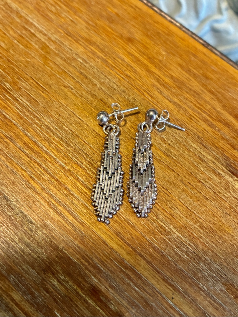 Sterling Chevron Vintage Earrings - Picture 4 of 4